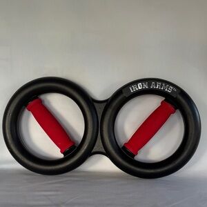 IRON ARMS BRAND ARMS BLACK AND RED EXERCISE EQUIPMENT.